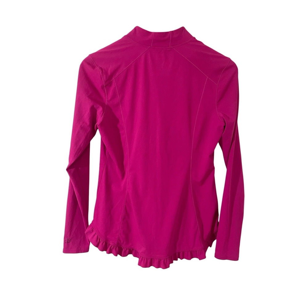 Coolibar UPF 50+ Full Zip Jacket Fuchsia Pink Womens Medium Ruffle Peplum Hem - Picture 2 of 8